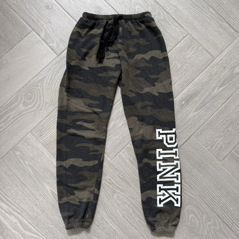PINK Victoria's Secret VS Activewear Pants xS Green Camo Jogger Sweats pre-owned